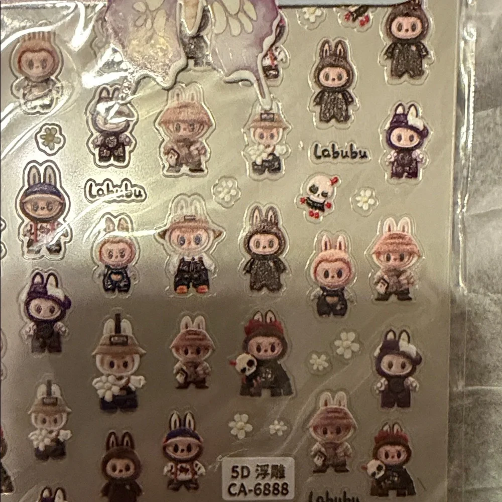 Cute Labubu Nail Decals Set